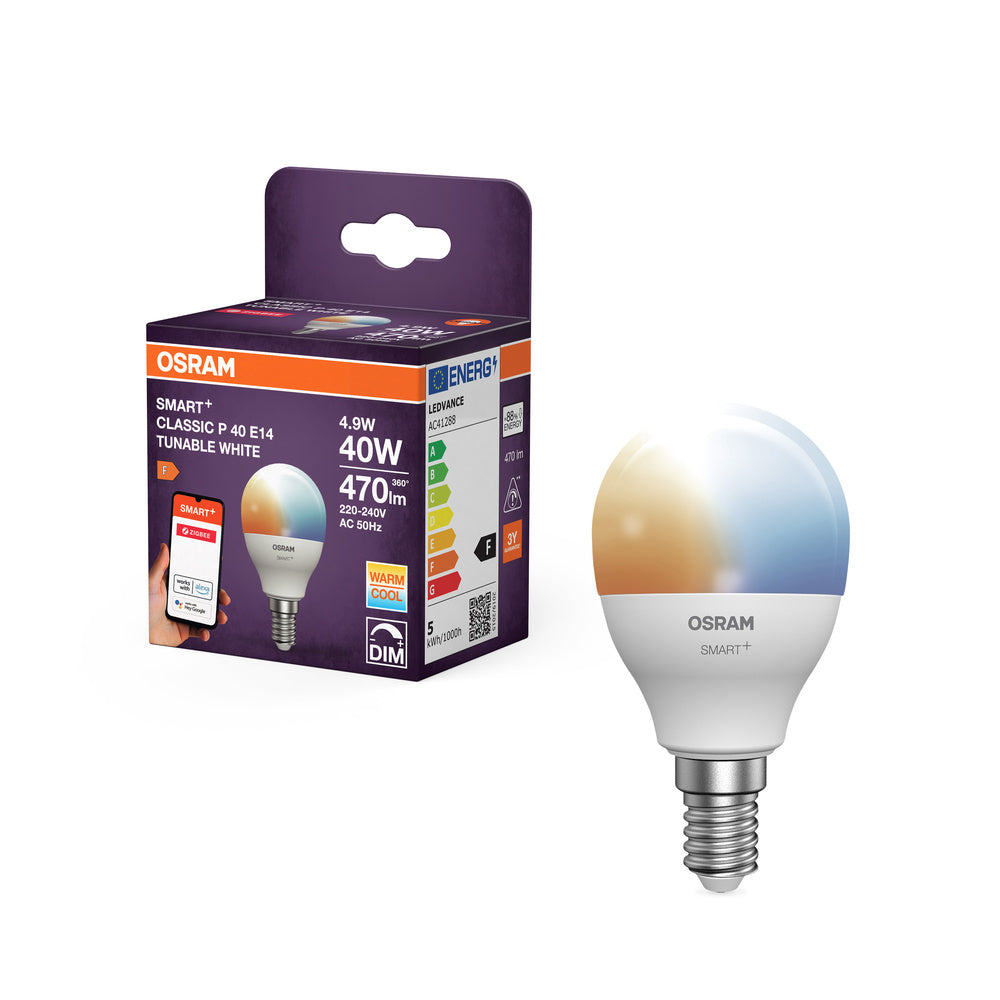 OSRAM ZigBee SMART+ mini forma de bola P40 Tunable White 2700-6500K E14