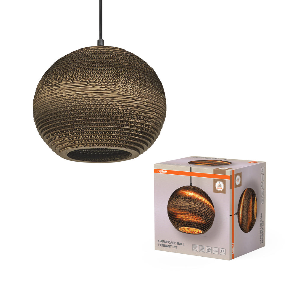 Lámpara colgante OSRAM DECOR con bola de cartón marrón, E27