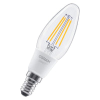OSRAM SMART+ MATTER Filament Classic formas Regulable en forma de B, bombilla LED, cristal transparente, 4 W, 470 lm, 2700 K, Matter, compatible con altavoces inteligentes, regulable