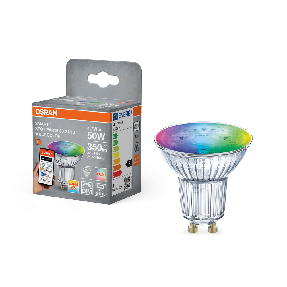 Foco LED OSRAM Matter SMART+ RGBW multicolor (ex 32W) 5W / 2700-6500K GU10