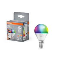 Lámpara LED OSRAM Matter SMART+ CLASSIC P, RGB, acabado esmerilado, 4,9 W, 470 lm, E14