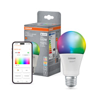 OSRAM SMART+ MATTER Classic Multicolor en forma de A, lámpara LED, mate, 14 W, 1521 lm, de 2700 a 6500 K, Matter, compatible con altavoces inteligentes, regulable