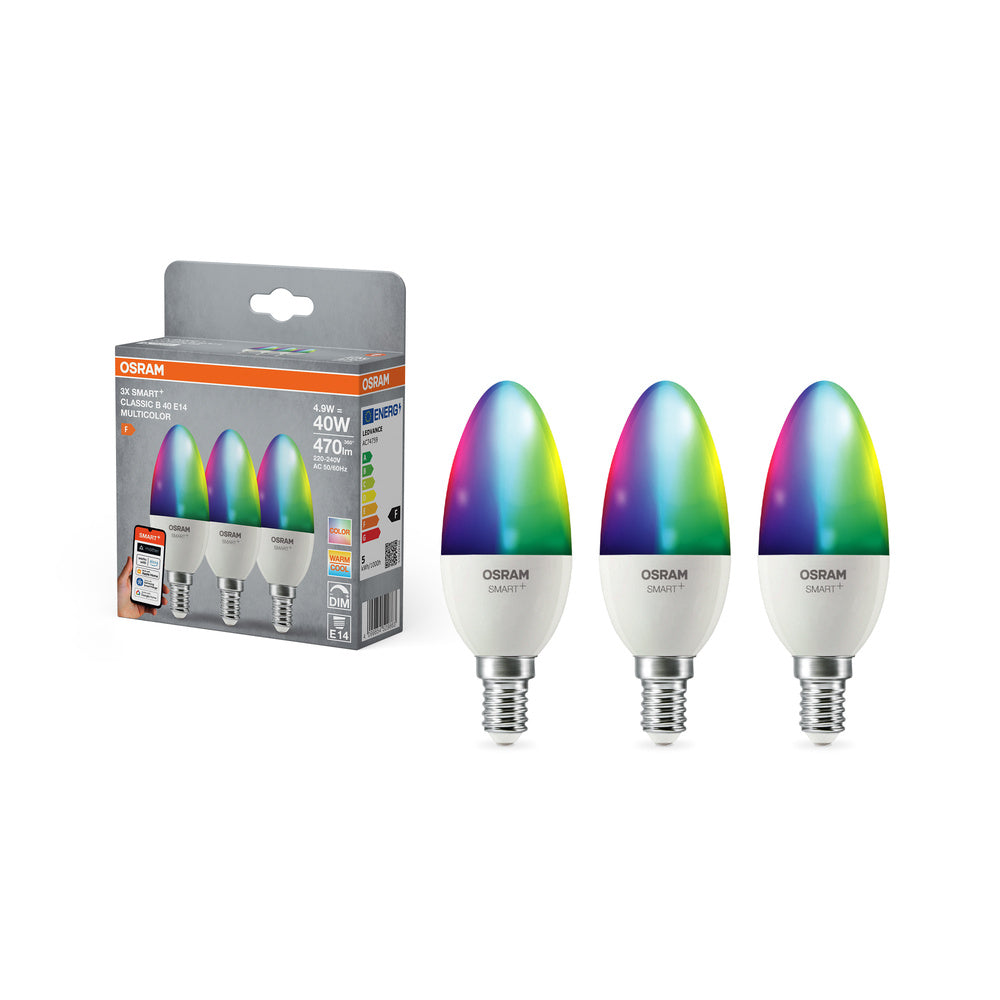 OSRAM SMART+ Matter Classic shapes Multicolor 4.9W 827–865 Multicolor E14 3er-Pack