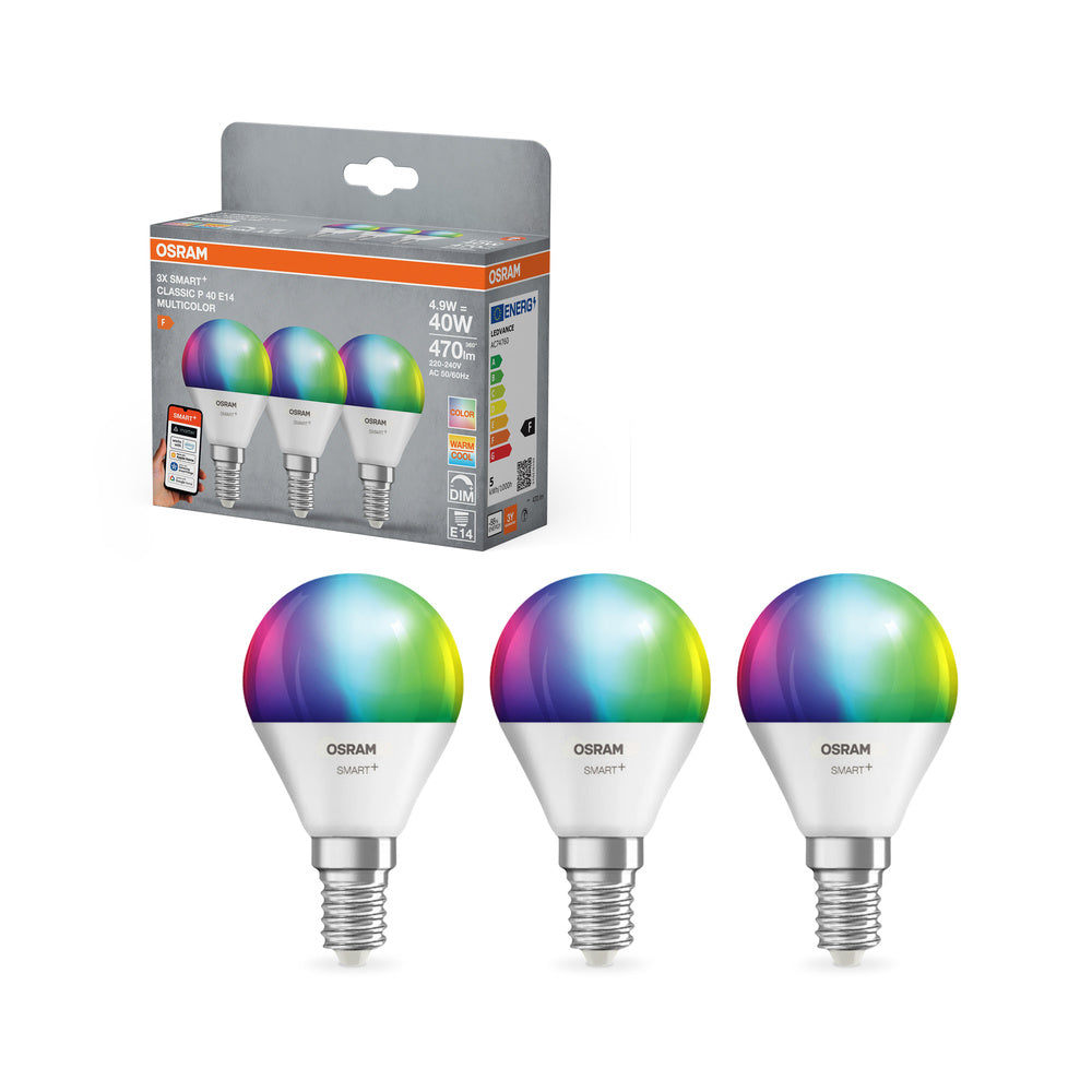 OSRAM SMART+ Matter Classic shapes Multicolor 4.9W 827–865 Multicolor E14 3er-Pack