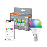 OSRAM SMART+ MATTER Classic formas multicolor en forma de P, bombilla LED, mate, 4,9 W, 470 lm, de 2700 a 6500 K, Matter, compatible con altavoces inteligentes, regulable
