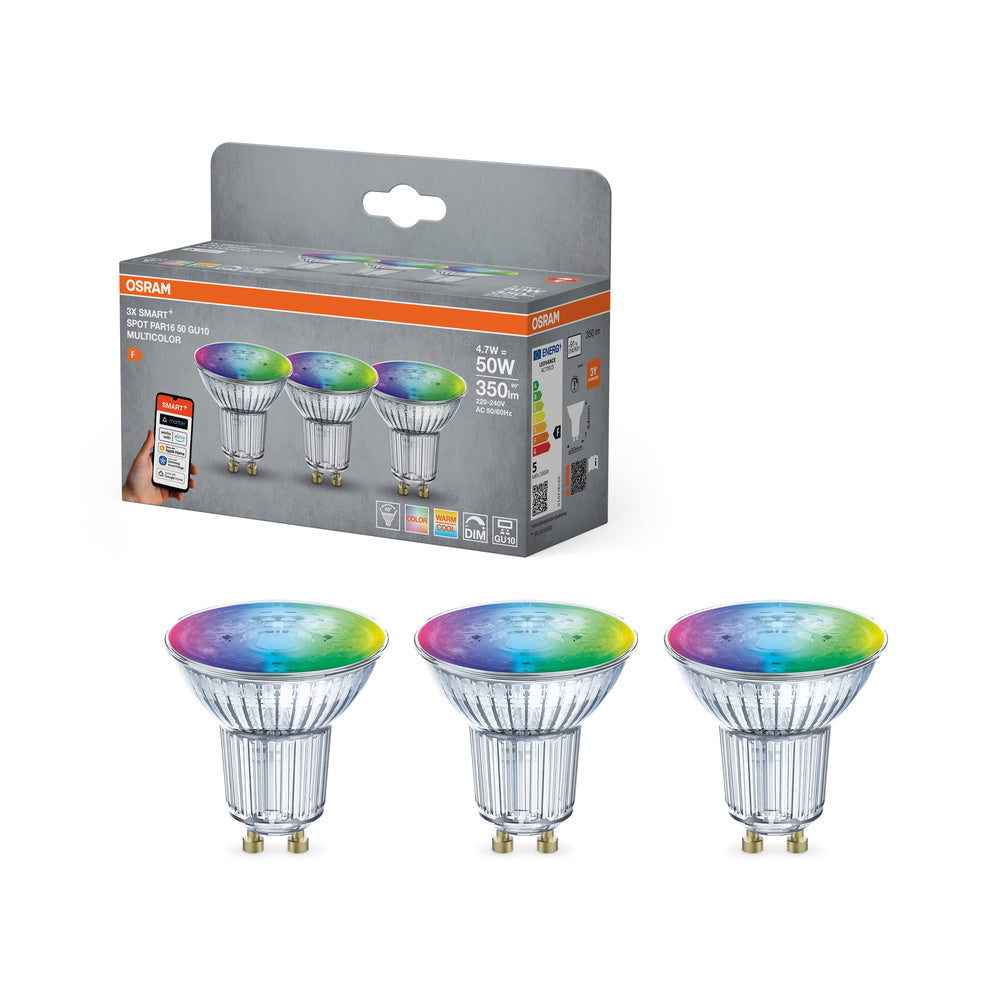 Lámpara LED OSRAM Matter SMART+ RGBW multicolor (ex 32W) 5W / 2700-6500K GU10 3 piezas