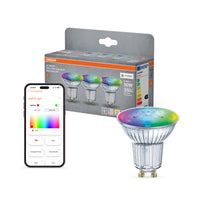 OSRAM SMART+ MATTER Spot Multicolor en formato PAR16, foco LED, cristal, 4,7 W, 350 lm, de 2700 a 6500 K, Matter, compatible con altavoces inteligentes, regulable
