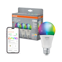 OSRAM SMART+ MATTER Classic Multicolor en forma de A, lámpara LED, mate, 14 W, 1521 lm, de 2700 a 6500 K, Matter, compatible con altavoces inteligentes, regulable