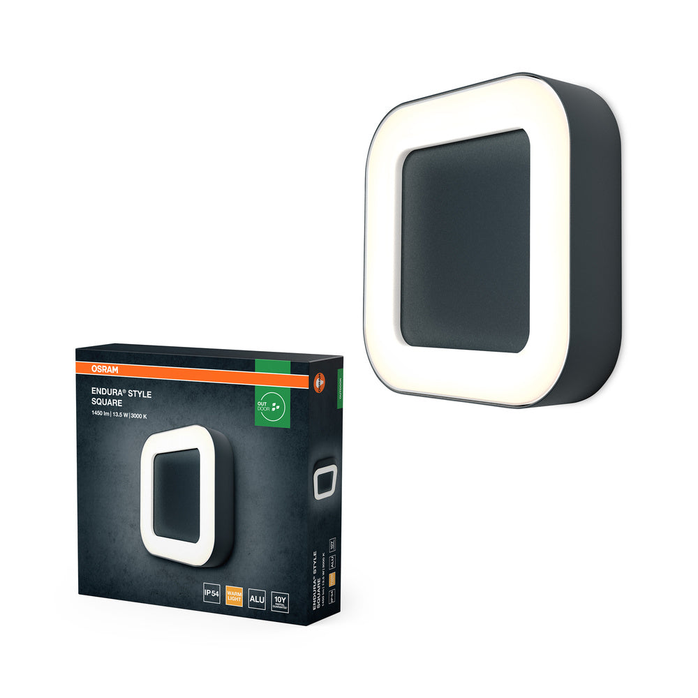 Lámpara de pared y techo LED OSRAM, luz para aplicaciones exteriores, blanco cálido, 202,0 mm x 202,0 mm x 45,0 mm, ENDURA STYLE SQUARE