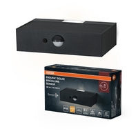 OSRAM ENDURA STYLE BRICKLUME Sensor, lámpara solar, 3 W, 300 lm, gris, gris oscuro, iluminación indirecta, detector de movimiento, sensor de luz diurna, IP65, temperatura de color de 3.000 K, luz blanca cálida