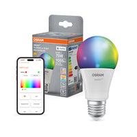 OSRAM SMART+ MATTER Classic formas multicolor en forma de A, lámpara LED, mate, 9,5 W, 1055 lm, de 2700 a 6500 K, Matter, compatible con altavoces inteligentes, regulable