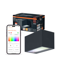 OSRAM SMART+ WiFi Brick Wide, aplique LED con luz hacia arriba y hacia abajo, gris oscuro, 14 W, 600 lm, RGB+W 3000 K, WiFi, Alexa, IP44, para exterior