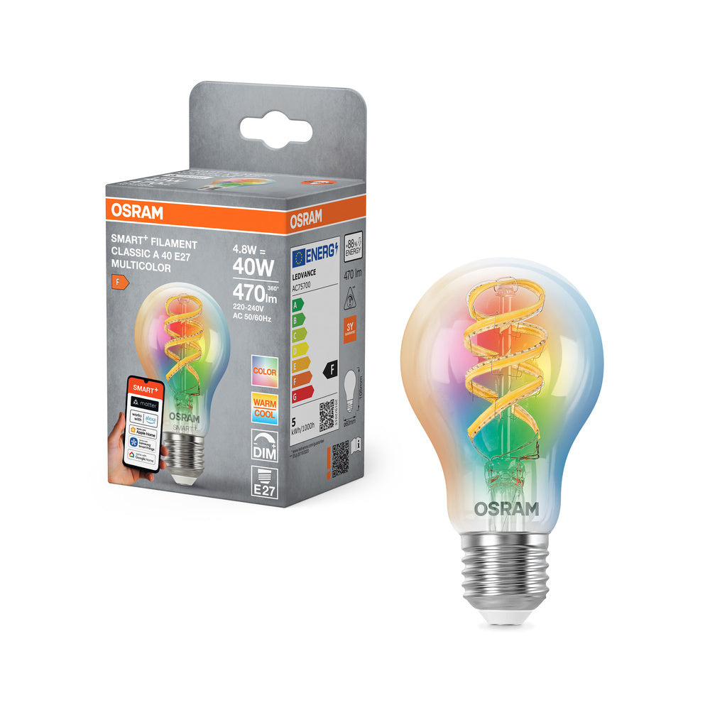 Filamento OSRAM SMART+ Matter Formas clásicas Multicolor 4.8W 827-865 Multicolor E27