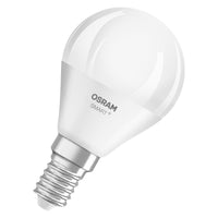 OSRAM SMART+ MATTER Classic Blanco regulable en formato P, bombilla LED, mate, 4,9 W, 470 lm, de 2700 a 6500 K, Matter, compatible con altavoces inteligentes, regulable