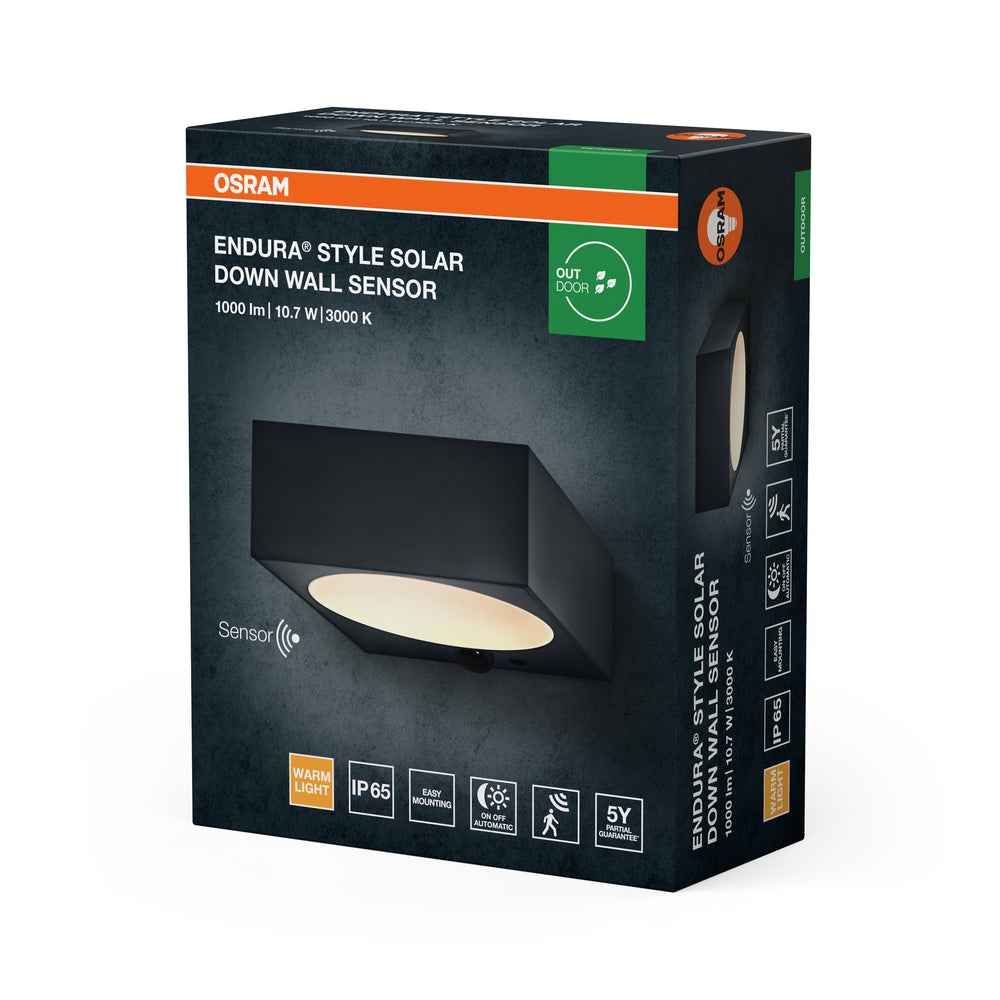 ENDURA STYLE SOLAR BRIGHT SENSOR Wall Down IP54 Dark Grey