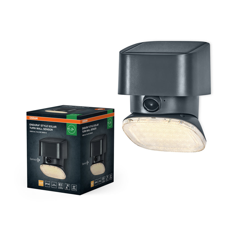 ENDURA STYLE SOLAR BRIGHT TURN SENSOR Wall Turn IP54 Dark Grey
