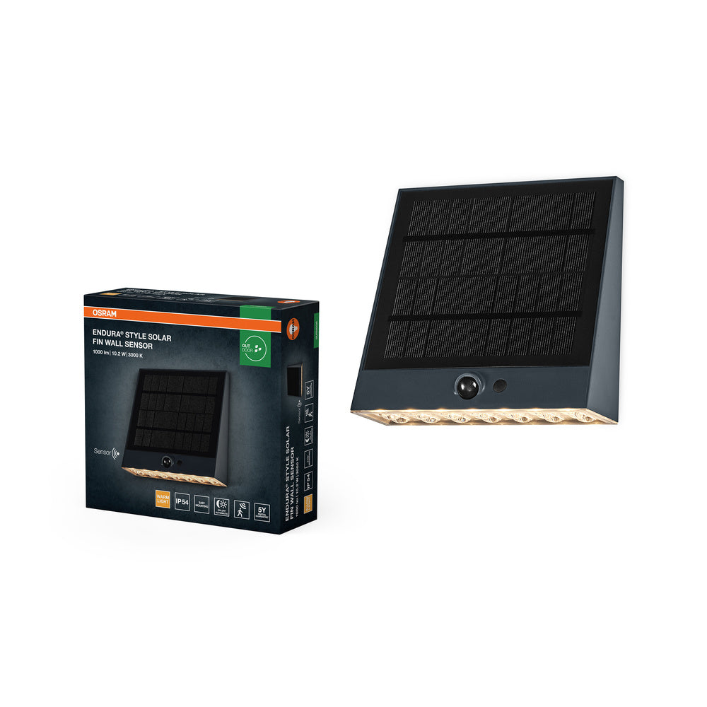 ENDURA STYLE SOLAR BRIGHT SENSOR Wall Fin IP54 Dark Grey