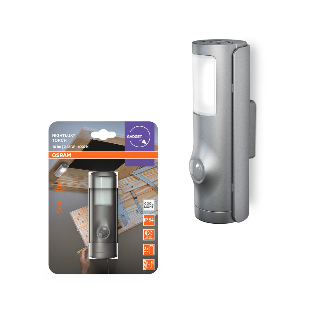 OSRAM NIGHTLUX® Torch White, luz nocturna portátil con sensor de movimiento, gris