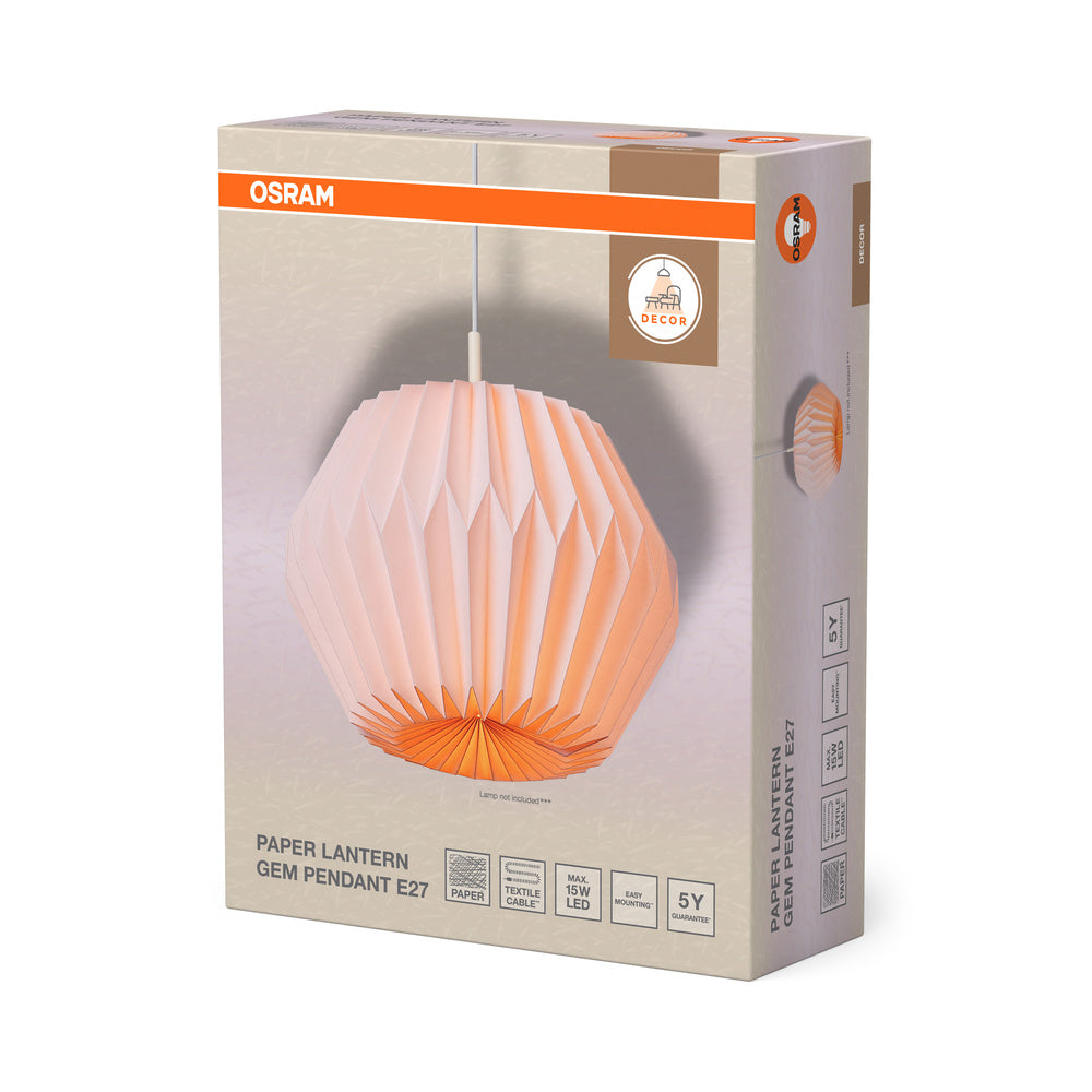 Decor Paper Lantern Gem Pendant E27 White