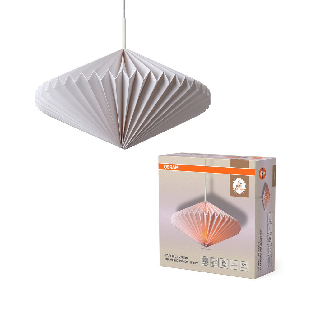 Decor Paper Lantern Diamond Pendant E27 White