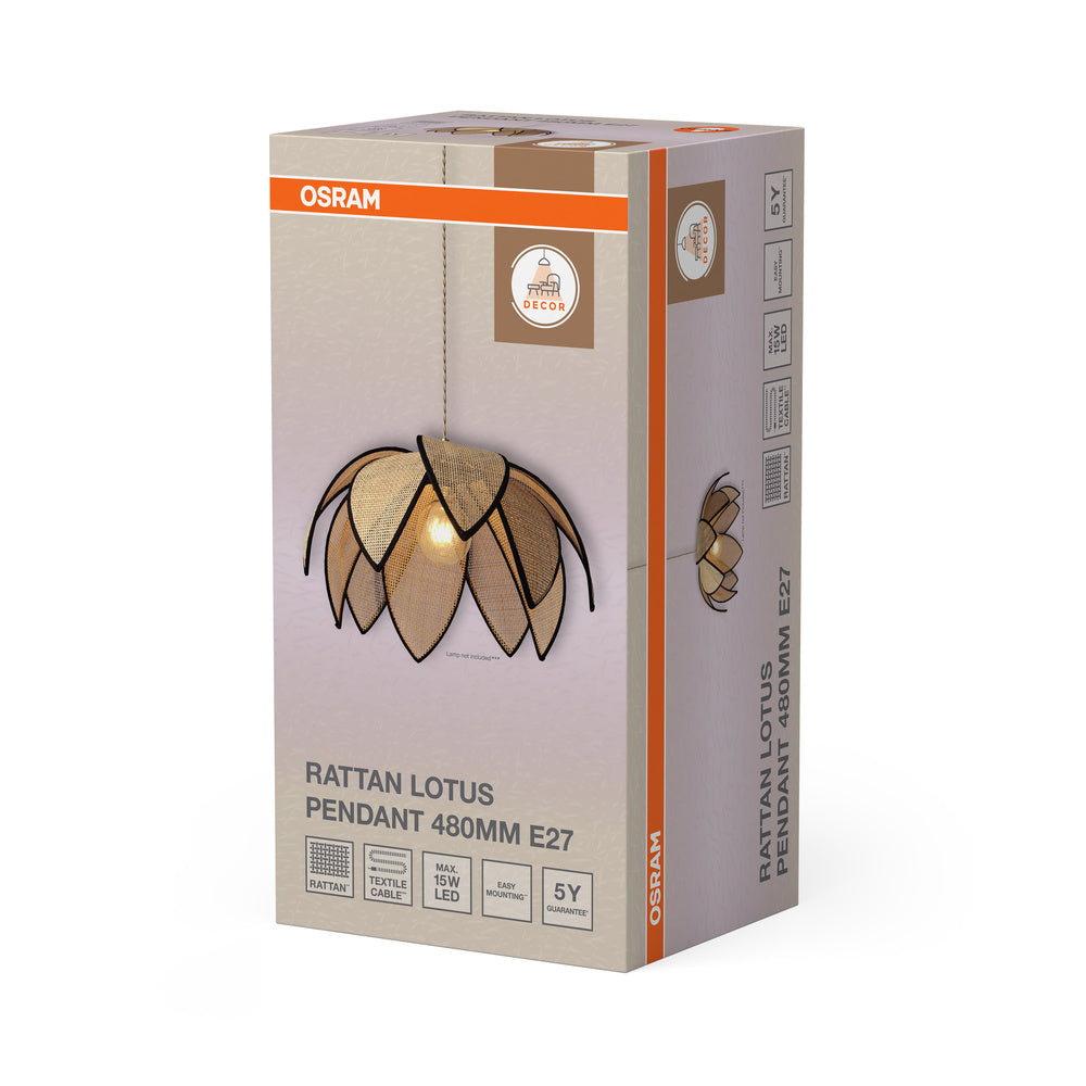 Decor Rattan Lotus Pendant 480 E27 Brown