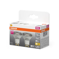 Lámpara reflectora LED PAR16 regulable de OSRAM con casquillo GU10, luz blanca cálida (2700 K), foco de cristal, 3,7 W, repuesto para lámpara reflectora de 35 W, LED SUPERSTAR PAR16
