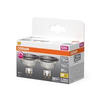 Lámparas reflectoras LED de bajo voltaje regulables OSRAM MR16 con base enchufable, equivalente a 35 W, GU5.3, reflector MR16, 2700 Kelvin, blanco cálido, vidrio transparente, paquete de 2