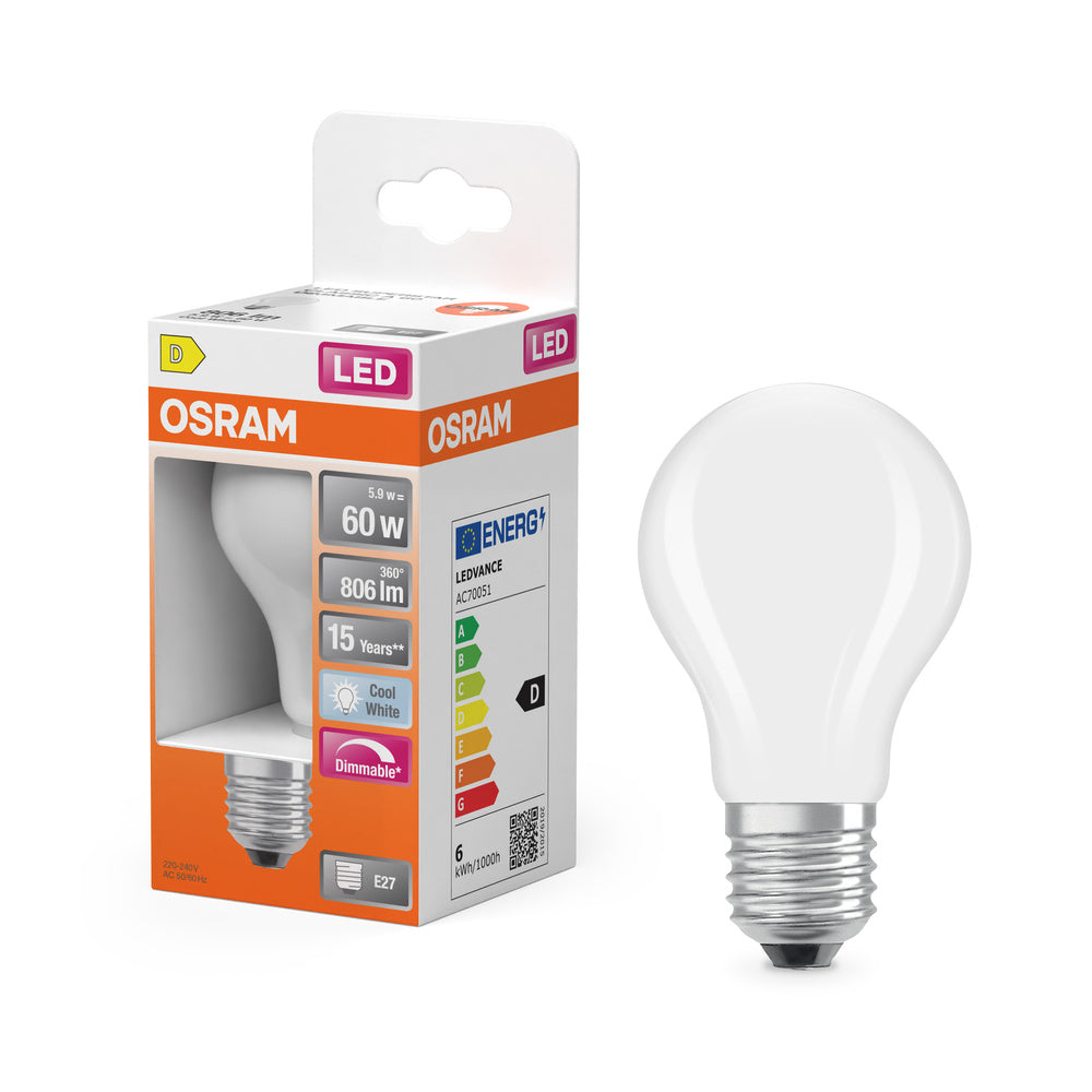 OSRAM LED Retrofit Classic A regulable 5,9 W 840 mate E27