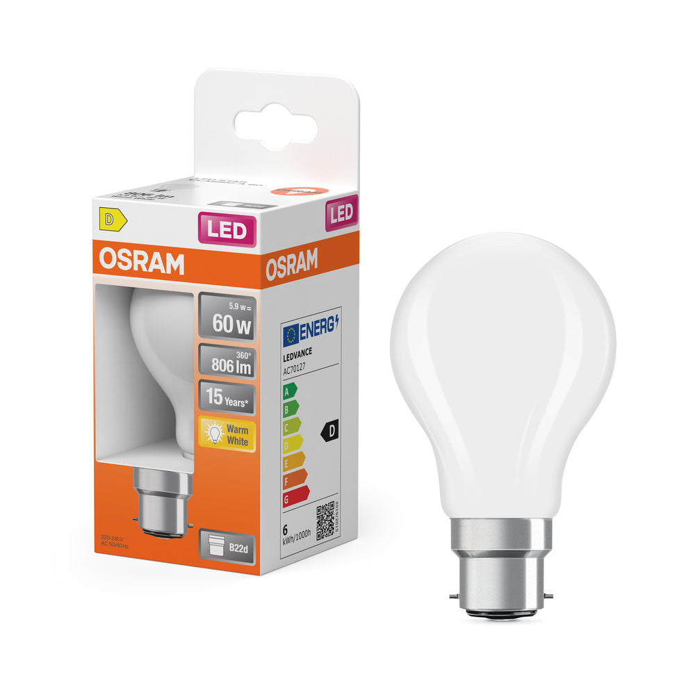 OSRAM LED Lampe LED Retrofit CLASSIC A 6.5W 827 Frosted B22d, 806 lm, 2700 K, Warmweiß