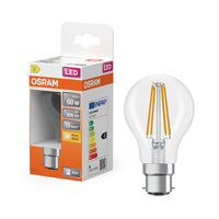 Lámpara LED OSRAM LED Retrofit CLASSIC A 6,5 W 827 Clear B22d, 806 lm, 2700 K, blanco cálido