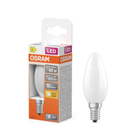 Lámpara LED OSRAM Retrofit Classic B, forma de vela, mate (ex 40W), 4W/2700K, blanco cálido, E14