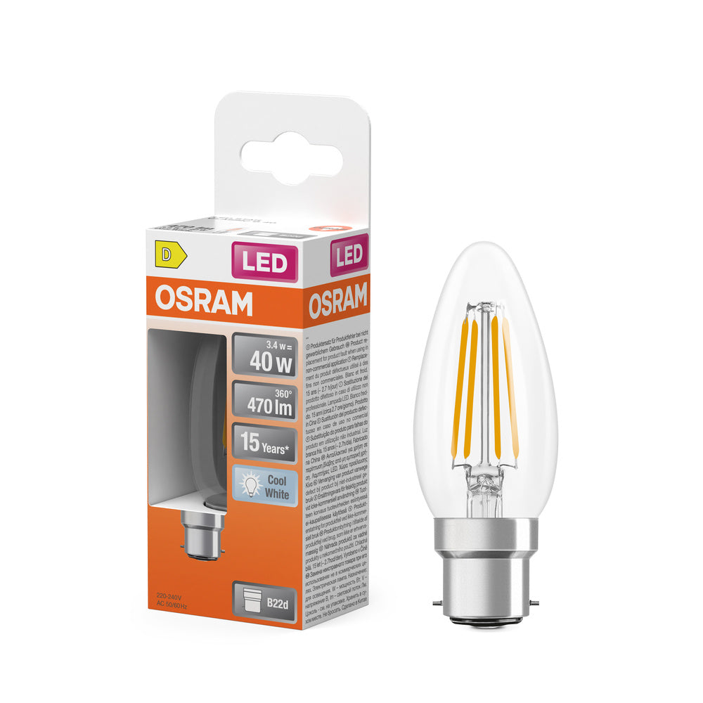 OSRAM LED Retrofit Classic B 3,4 W 840 transparente B22d