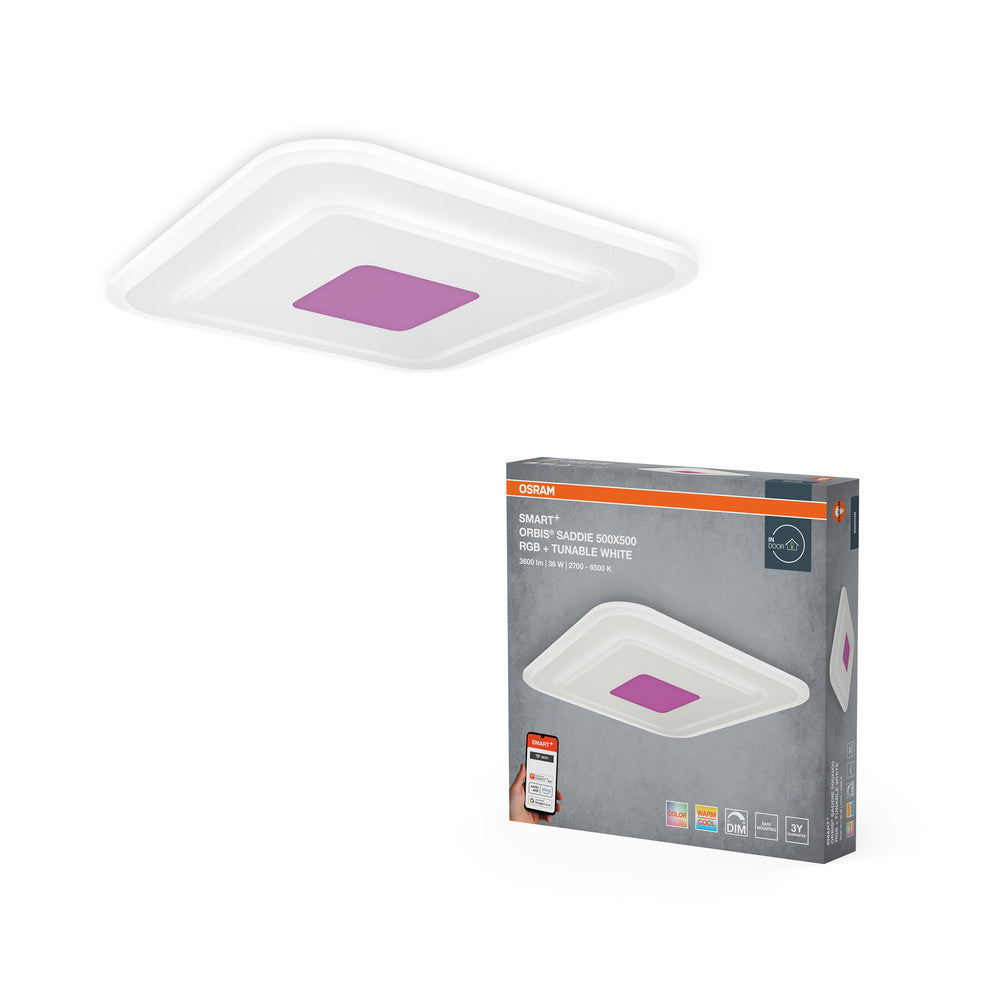 OSRAM Wifi SMART+ ORBIS SADDIE LED RGBW mehrfarbig Deckenleuchte 50x50cm Tunable Weiß 36W / 2700-6500K
