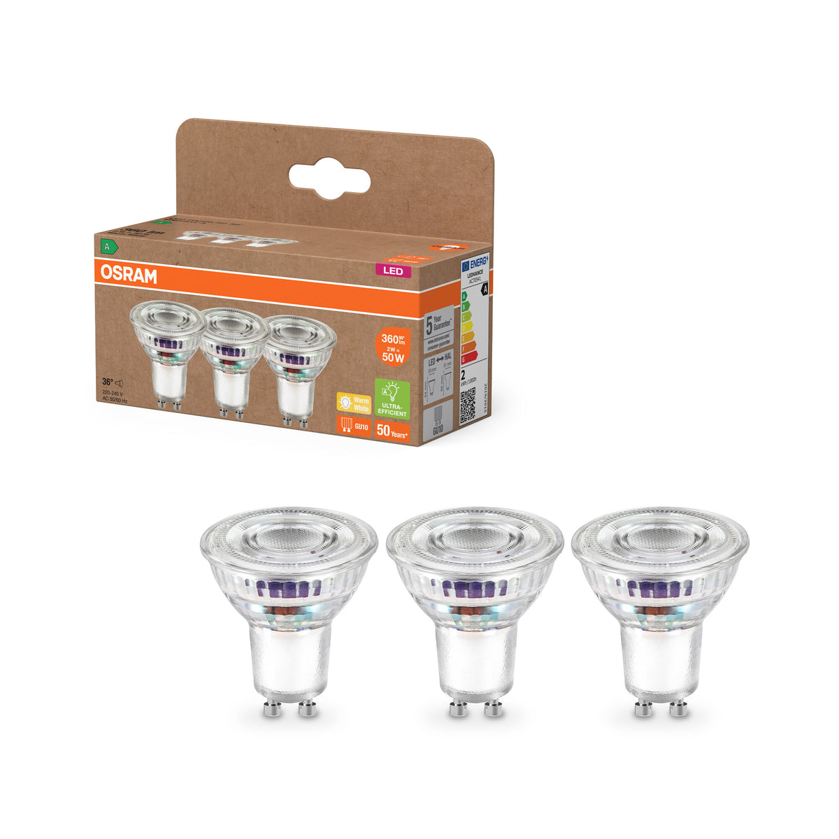 Lámpara LED OSRAM EFICIENCIA ENERGÉTICA reflector 2W 827 GU10