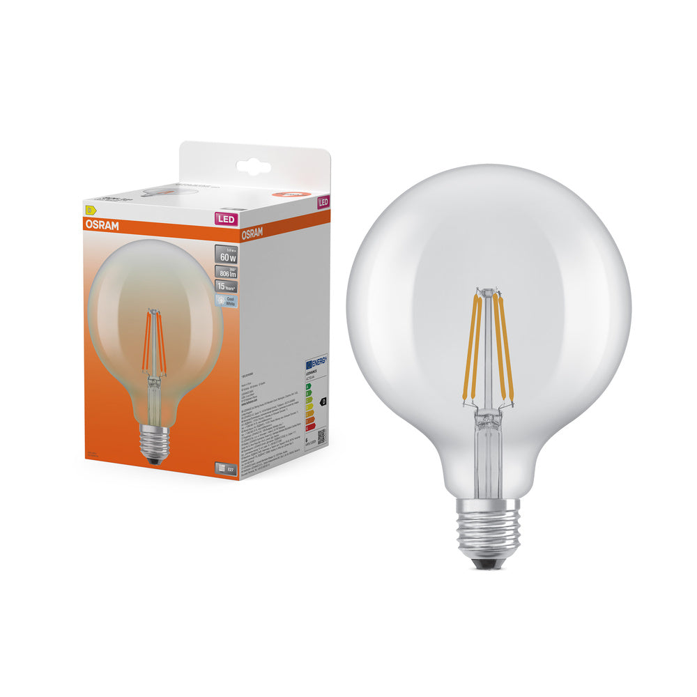 Lámpara OSRAM LED Star Classic, forma esférica, 7 W, 806 lm, transparente, E27, blanco frío