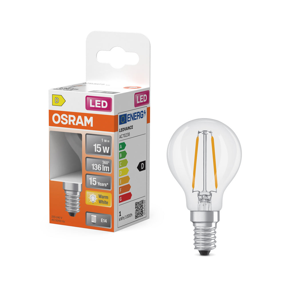 OSRAM LED Retrofit Classic P 1W 827 transparente E14