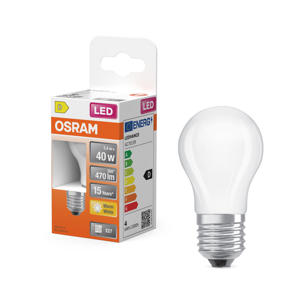 Lámpara LED OSRAM LED Retrofit Classic P mate (ex 40W) 4W / 2700K Blanco cálido E27