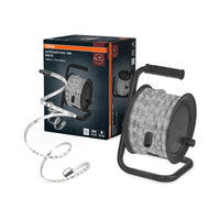 Tiras LED OSRAM Outdoor Flex de 15 m, IP65, blanco frío, ampliables hasta 50 m, con carrete de cable, accesorios de montaje y cable de conexión
