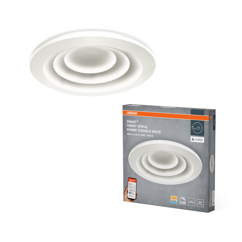 OSRAM Matter SMART+ Orbis Spiral LED Deckenleuchte Tunable Weiß 50cm 32W / 3000-6500K Grau