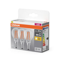 Base LED OSRAM Classic P 5,9 W 827 transparente E14
