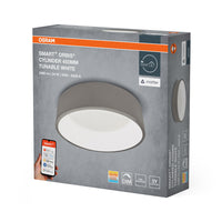 Lámpara de techo LED cilíndrica OSRAM Matter SMART+ Orbis, 45 cm, blanco regulable, 24 W, 3000-6500 K, gris