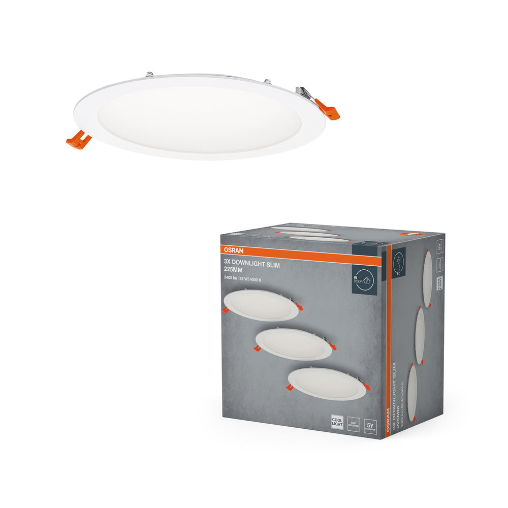 OSRAM LED Spot and Downlight Recess Slim Einbaustrahler Set 225 mm 22W Weiß ⌀200 mm