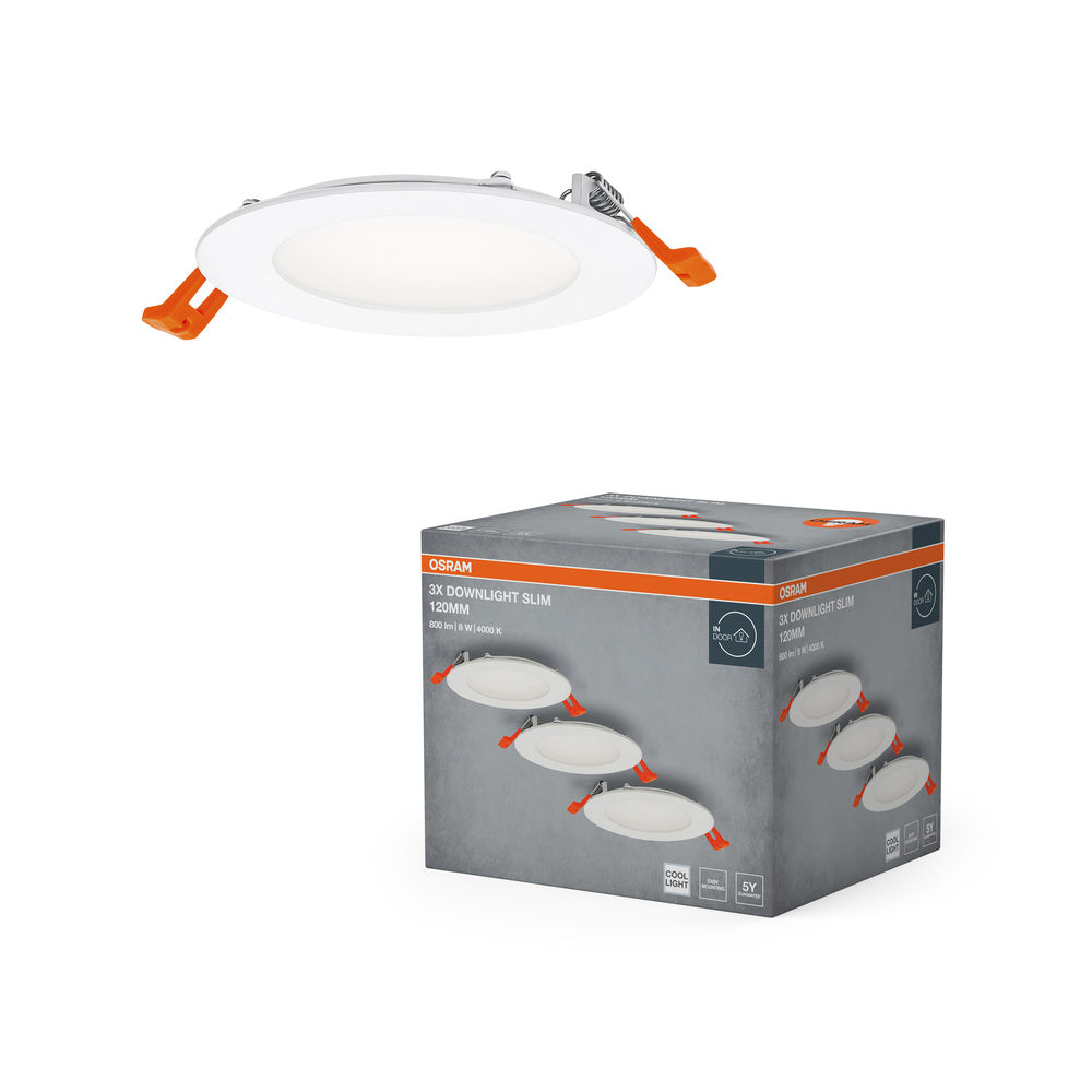 Conjunto de focos empotrables LED OSRAM Slim Spot y Downlight, 120 mm, 8 W, blanco, ⌀105 mm