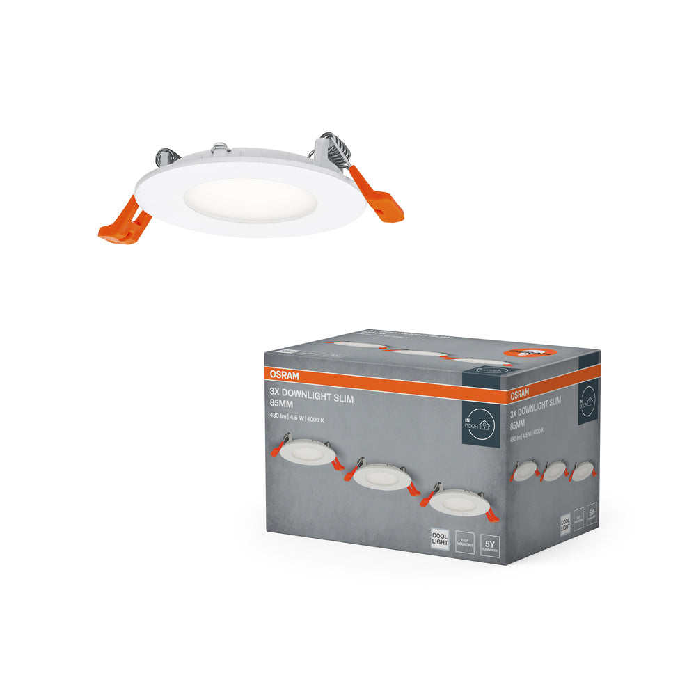 OSRAM LED Spot y Downlight Recess Slim Conjunto de focos empotrables 85 mm 4,5 W Blanco ⌀72 mm