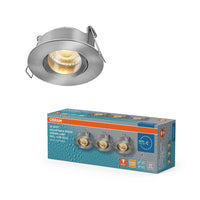 Foco empotrable LED OSRAM para baño GU10 IP65 4,5 W, níquel satinado, 68 mm de diámetro