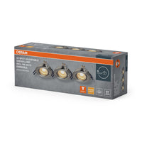 Foco empotrable LED OSRAM Spot Recess GU10 regulable, giratorio, 6 W, níquel satinado, 68 mm de diámetro.