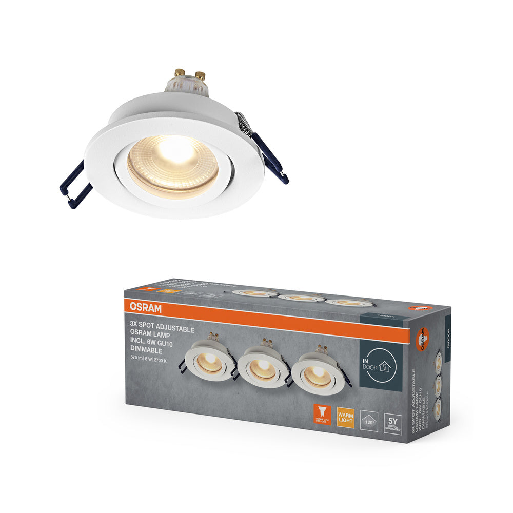 OSRAM LED Spot Recess Einbaustrahler Set GU10 IP65 4.5W Chrom ⌀68 mm