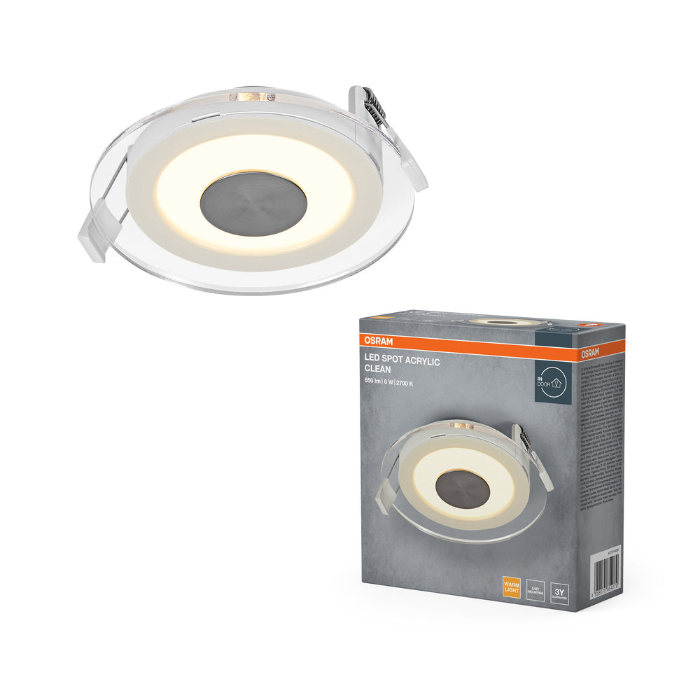 Foco empotrable OSRAM LED Spot acrílico limpio de 6 W, blanco, ⌀100 mm