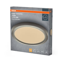 Lámpara de techo redonda OSRAM Orbis Quickfix de 195 mm y 16 W con atenuación por clic, color plata
