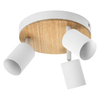Lámpara de techo LED OSRAM Wood Line Plate 3xGU10 blanca y decoración de madera